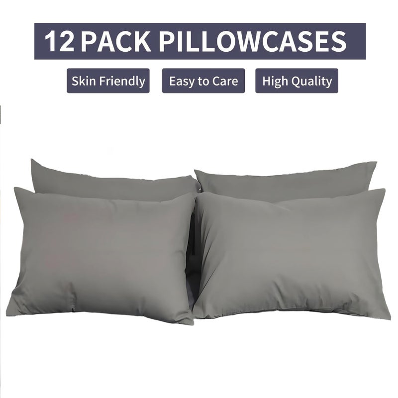 LEISUREWEEK Premium Grey Pillowcases 12 Pack, Standard Queen Size, Soft Brushed 1800 Thread Count Microfiber, Allergies Free, Wrinkle Resistant, Tailoring Iron, 1 Dozen Bulk Pillowcases Set - Image 4